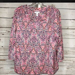 Croft and barrow 3/4 sleeve popover blouse